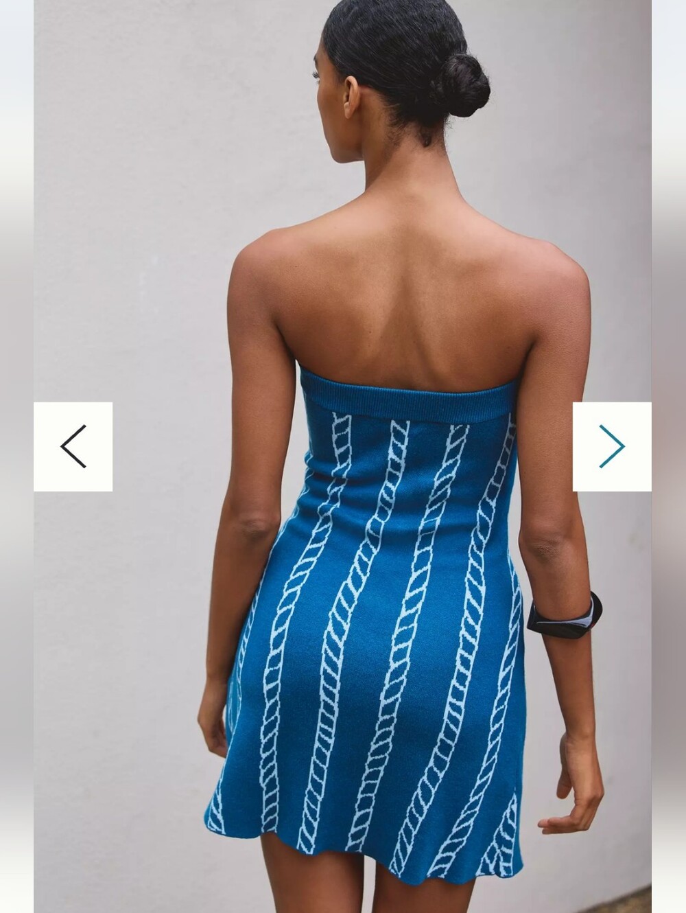 Celandine Strapless Blue Knit Mini Dress - Picture 3 of 5
